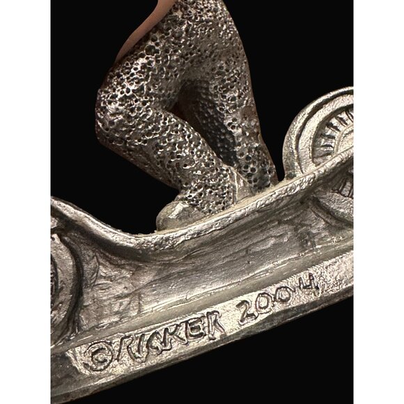 Michael Ricker 2004 Pewter Figurine Of Child On Scooter - Picture 3 of 6